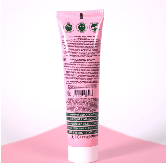 Mudmasky Pearl Polish Superglow Pink Clay Mask - 2 fl oz/60 ml - NWT - Picture 3 of 4